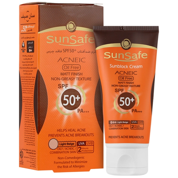 کرم ضد آفتاب آنتی آکنه SPF50  (بژ روشن)